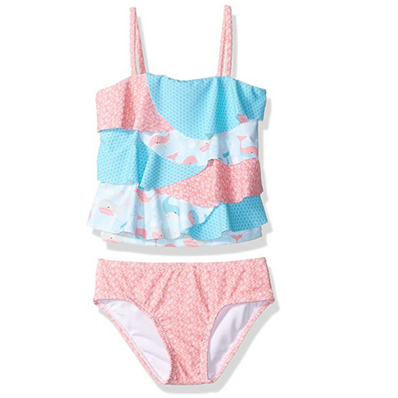 KIKO & MAX Girls Ruffle Top Bikini Two Piece Swimsuit Multi Size 5 - Picture 1 of 2